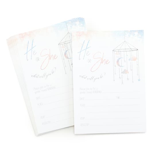 Hortense B. Hewitt Co. 5" x 7" Moon & Stars Baby Shower Blank Invitations & Envelopes, 25ct.